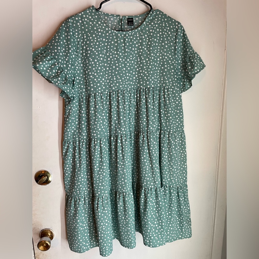 Short teal dress ordered from SHEIN.